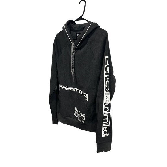Ecko Unltd. NEW Charcoal Gray Hoodie Sweatshirt Kangaroo Pocket Graphic Size S - Picture 3 of 9